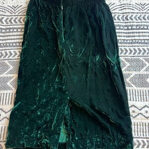 Green velvet skirt